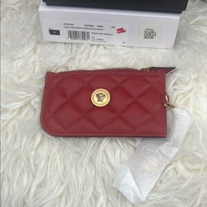 Versace Red Quilted Women's Card Case